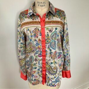 Zara Paisley Blouse Blue Green Coral